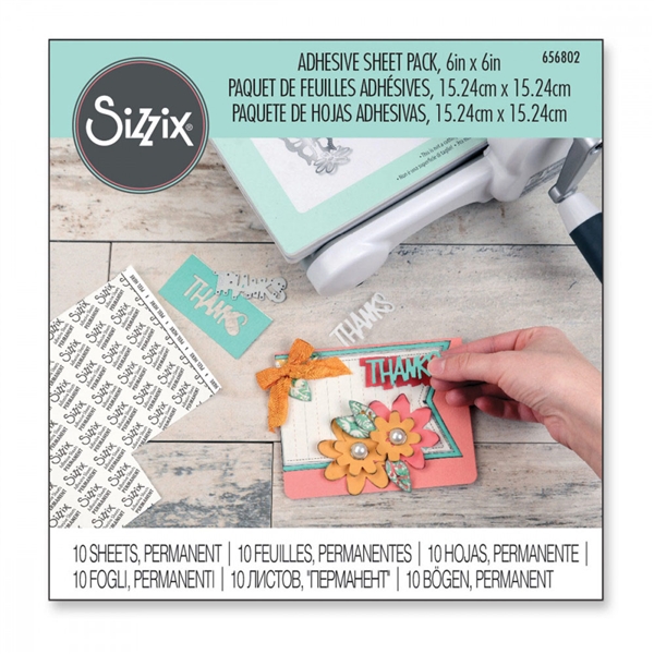 Sizzix Adhesive Sheets - 6" x 6", Permanent, 10 Sheets 656802