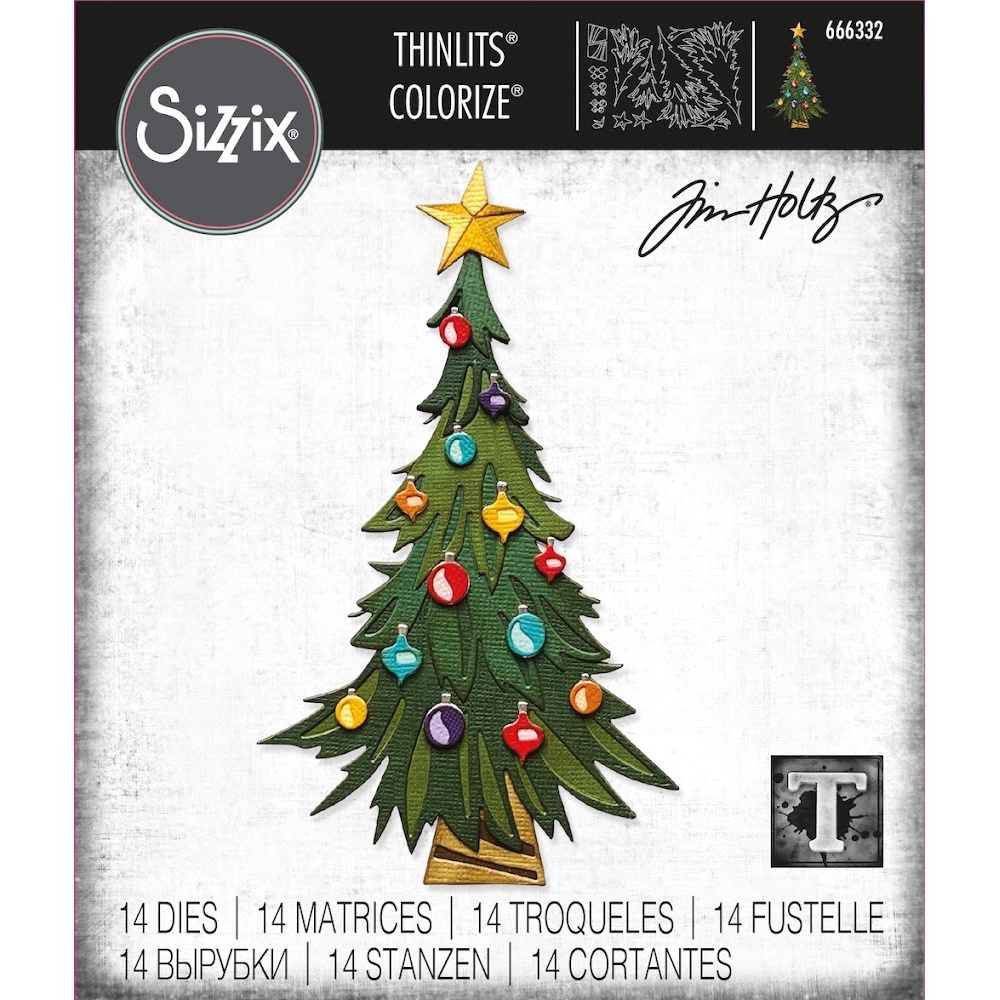 Sizzix Tim Holtz Christmas 2023 Thinlits Die Set 14PK - Trim A Tree,  Colorize 666332