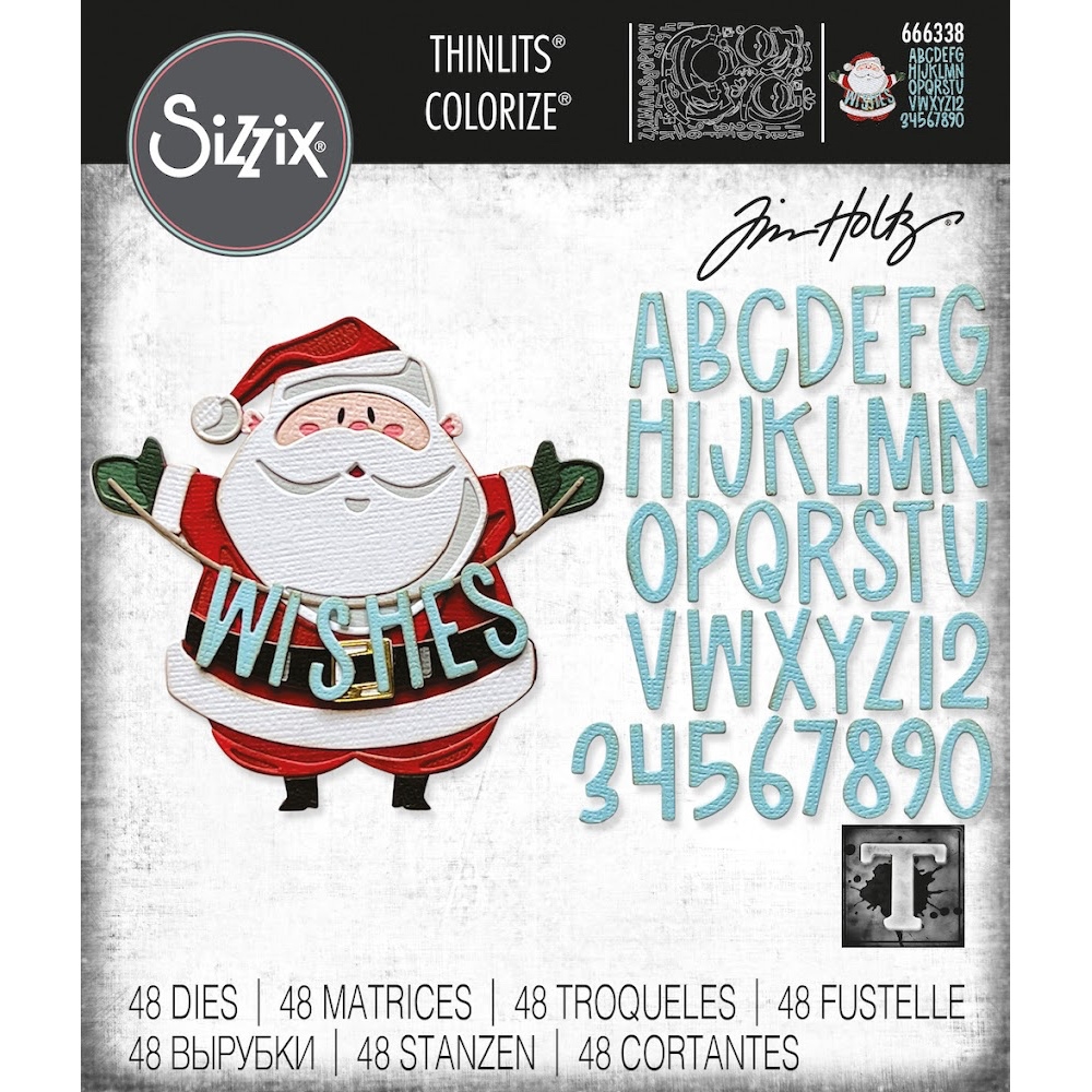 Sizzix Tim Holtz Christmas 2023 Thinlits Die Set 49PK - Santa Greetings,  Colorize 666338