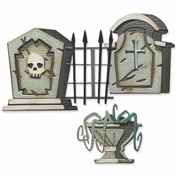 Sizzix Tim Holtz Halloween 2023 Thinlits Die Set - Graveyard, Colorize 666383
