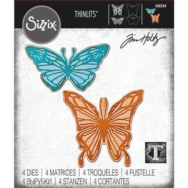 Sizzix Tim Holtz Vault 2024 Thinlits Die Set - Scribbly Butterfly 666564