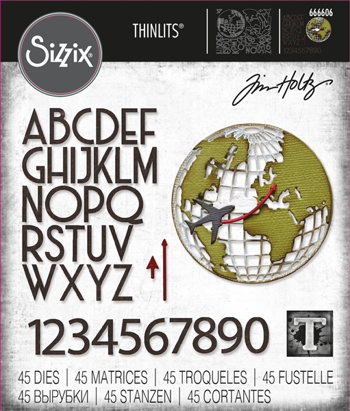 Sizzix Thinlits Die Set 45PK Vault World Travel by Tim Holtz 666606