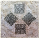 Antiqued Bronze Filigree Squares - Set of 4