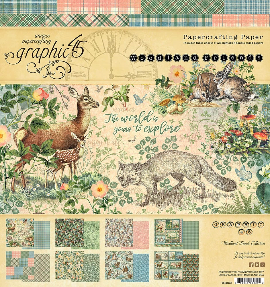 Graphic 45 Double Sided Paper Pad 8x8 Wild & Free