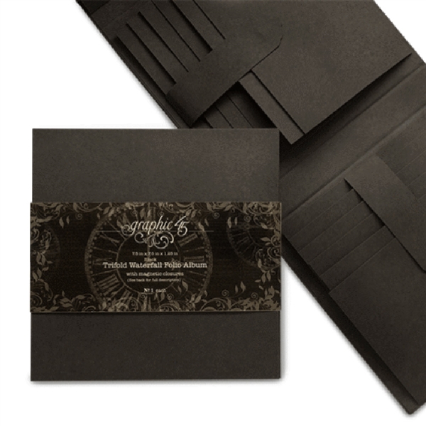 Graphic 45 Staples -Trifold Waterfall Folio Album - Black 4502383