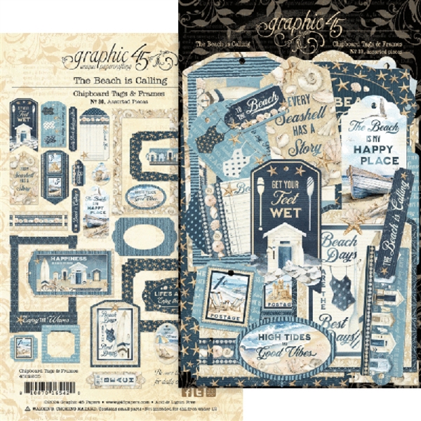 Graphic 45 The Beach is Calling Chipboard Tags & Frames 4502805