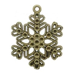 Large Antiqued Bronze Snowflake Charms - Set of 2
