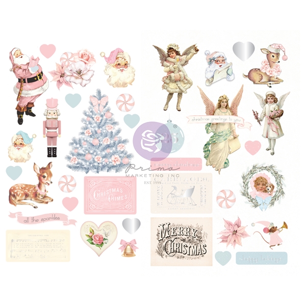 Prima Marketing Christmas Sparkle Collection - Chipboard Stickers 997755