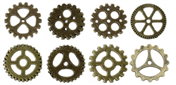 Set of 8 Gears for Scrapbooking and Mixed Media