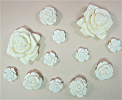 Set of 12 Resin Roses for Scrapbooking and Mixed Media