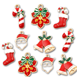 Holiday Favorites Charms Set of 10 - Bells Santa Stocking Snowflake Candy Cane