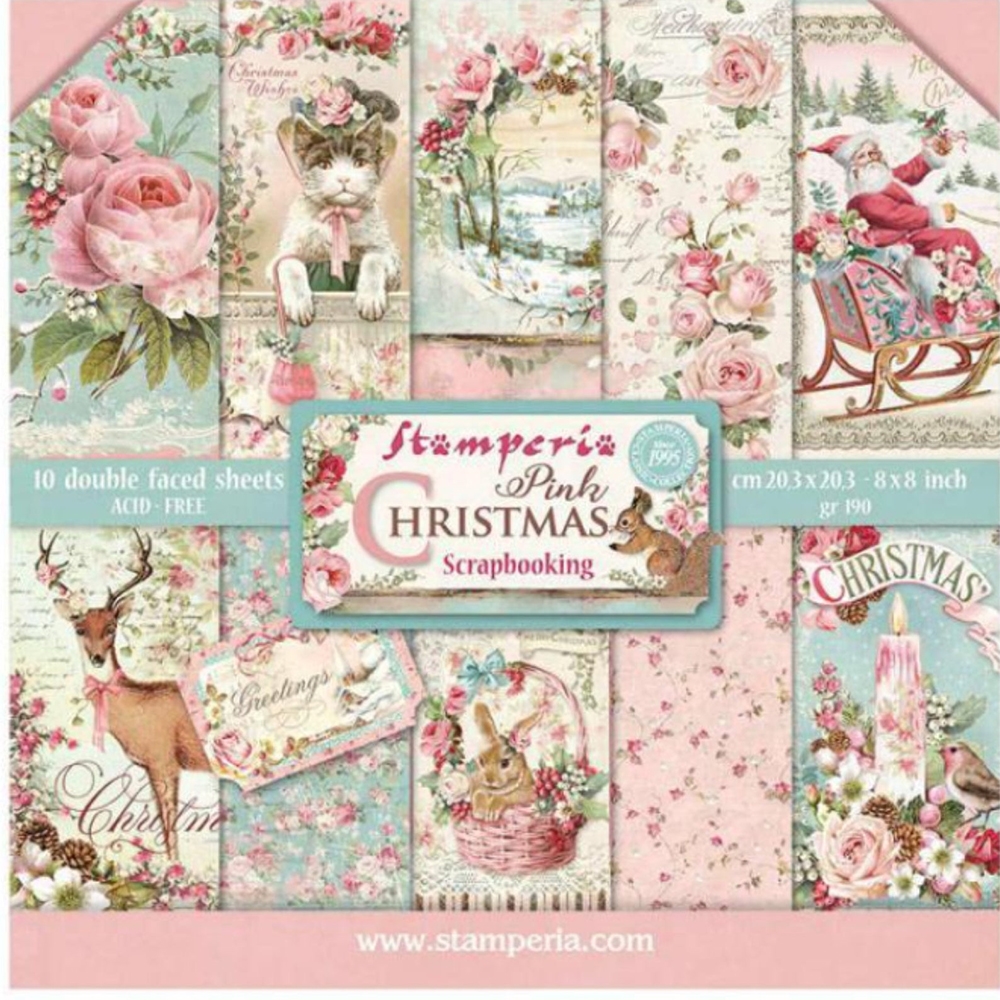 Stamperia Pink Christmas - 12x12 Paper Pad SBBL73