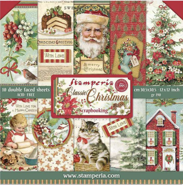 Stamperia Classic Christmas - 12x12 Paper Pad SBBL74