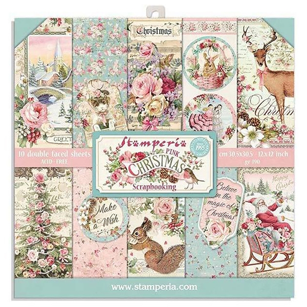 Stamperia Pink Christmas - 8x8 Paper Pad SBBS16