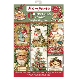 Stamperia Christmas Vintage Cards Pad 4.5"X6.5" 24/Pkg