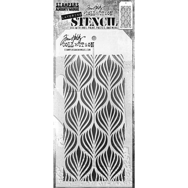 Stampers Anonymous Tim Holtz Layering Stencil Deco Feather THS183