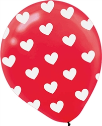 Heart All-Over 12" Latex Balloons | Valentines supplies