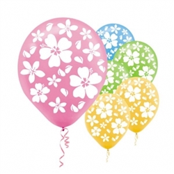 Hibiscus Printed Latex Balloons | Luau Party Supplies