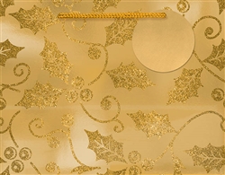 Gold Holly Deluxe Foil w/Glitter Medium Bags | Party Supplies