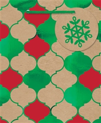 Kraft Christmas Quatrefoil Small Bags | Party Supplies