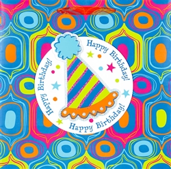 Geometric Birthday Super Square Specialty Bags | Party Supplies