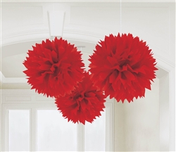 Red Fluffy Hanging Decorations | party decorations