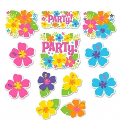 Hibiscus Value Pack Printed Paper Cutouts | Luau Party Supplies