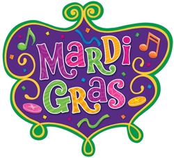 Mardi Gras Medium Cutout | Green, Gold, Purple Hanging Decorations