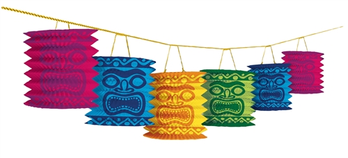 Tiki Paper Lantern | Luau Hanging Decorations | Hawaiian Themed Garland