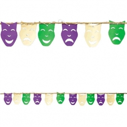 Mardi Gras Foil String Garland | Comedy/Tragedy Mask Decorations