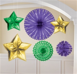 Mardi Gras Foil Starburst Decorating Kit | Party Supplies