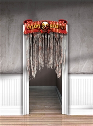 Creepy Carnival Doorway Curtain Cardboard Sign w/Gauze