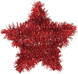 Patriotic Mini Tinsel Star - Red | Party Supplies