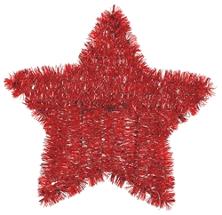 Patriotic Tinsel Star - Red | Party Supplies
