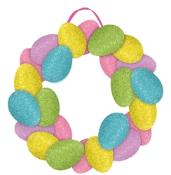 Easter Egg Wreath Sign with Ribbon Hanger | Party Supplies