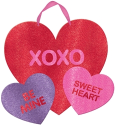 Multi Heart Sign w/Ribbon  Hanger | Valentines decorations