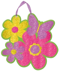 Butterflies & Flowers Sign w/Ribbon Hanger | Party Supplies