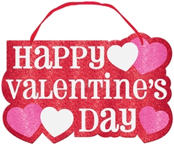 Valentine's Day Large Sign w/Ribbon Hanger | Valentines decorations
