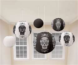 Black & Bone Lanterns | Halloween Hanging Decorations