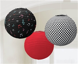 Classic 50's Round Printed Paper Lanterns | Party Supplies