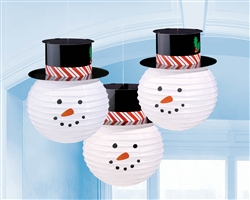 Round Snowmen Lanterns w/Hats | Party Supplies