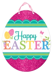 Happy Easter Egg Value Sign w/Ribbon Hanger | Party Supplies