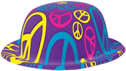 60's Peace Sign Bowlers Hat | Party Supplies