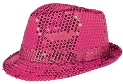 Hot Pink Sequin Fedora Hat | Party Supplies