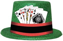 Glitter Top Hat w/Casino Playing Cards | Party Supplies
