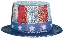Patriotic Glitter Printed Top Hat | Party Supplies