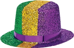 Mardi Gras Plastic Mini Glitter Top Hat | Party Decorations