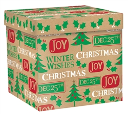 Kraft Christmas Messages Large Pop-Up Gift Box | Party Supplies