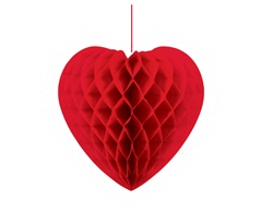 Red Heart-Shaped Honeycomb Hanging Decoration | Party Decorations