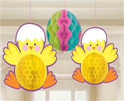 Chicks & Egg Honeycomb Decorations | Party Supplies